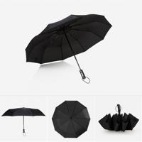 Automatische lichtgewicht draagbare drie vouwen waterdichte Anti-UV-Umbrella(Black)