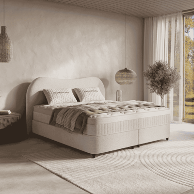 Boxspring Met Opbergruimte Arcus Off White 160x200 Cm Direct Leverbaar & Normale Instap & Medium & 7 Comfortzones Dreamhouse -