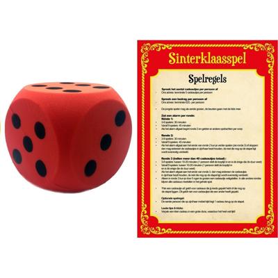 Sinterklaasspel set - dobbelspel - foam dobbelsteen - rood - sinterklaas - pakjesavond