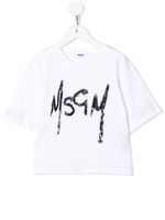 MSGM Kids t-shirt crop à logo imprimé - Blanc - thumbnail