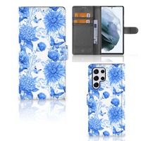 Hoesje voor Samsung Galaxy S22 Ultra Flowers Blue - thumbnail