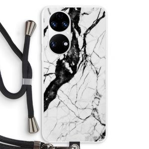 Witte marmer 2: Huawei P50 Transparant Hoesje met koord