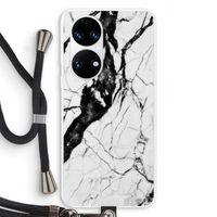 Witte marmer 2: Huawei P50 Transparant Hoesje met koord