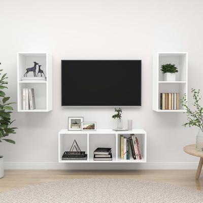 3-delige Tv-meubelset spaanplaat wit
