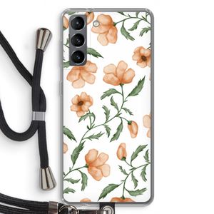 Peachy flowers: Samsung Galaxy S21 Transparant Hoesje met koord