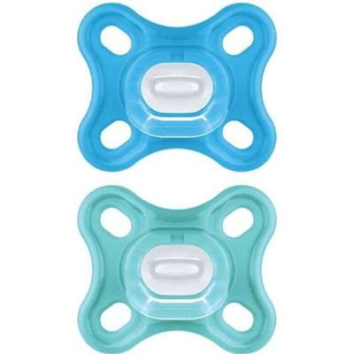 MAM Comfort Fysiologische Fopspeen +0m Blauw Set van 2 + Opbergdoos