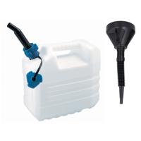 EDA Jerrycan - wit - voor olie en brandstof - 10 liter - met een handige grote trechter