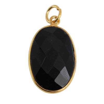 Edelsteen Hanger Ovaal Kracht - Zwarte Onyx - 925 Zilver & Verguld (20