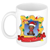 Kerst cadeau koffiemok - kerst rendier - wit - 300 ml - keramiek Kerst cadeau koffiemok - kerst rendier - wit - 300 ml - keramiek
