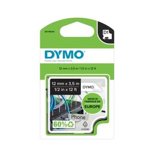 Labeltape DYMO D1 S0718040 Polyamide Tapekleur: Wit Tekstkleur:Zwart 12 mm 3.5 m