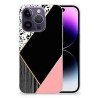 Apple iPhone 14 Pro | TPU Hoesje | Zwart Roze Vormen