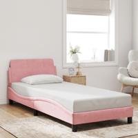 Bedframe met hoofdeinde zonder matras 90x190 cm fluweel roze