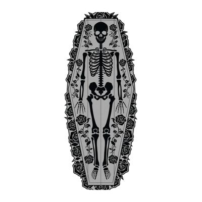 Halloween/horror thema feest tafelloper kant - polyester - skelet - 183 x 60 cm - Feest tafelkleed