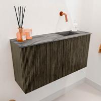 Toiletmeubel Mondiaz Joya Dlux | 80 cm | Meubelkleur Shadow | Faye wastafel Sombra Wasbak Rechts | Zonder kraangat(en)