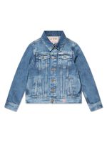 guess kids veste en jean à motif ourson brodé - Bleu