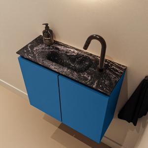 Toiletmeubel Mondiaz Ture Dlux | 60 cm | Meubelkleur Jeans | Eden wastafel Lava Midden | 1 kraangat