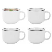 Cosy en Trendy Soepkom Renee - 4x - wit - 14 x 8 cm - porselein - soep/saus kom - 480 ml