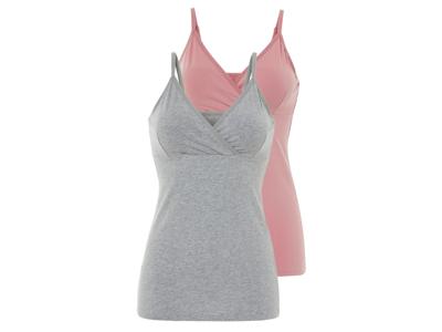 esmara 2 dames voedings-tops (grijs/roze, XS (32/34))