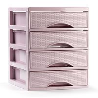 Ladeblokje/bureau organizer met 4x lades - roze - L18 x B21 x H23 cm - plastic - thumbnail