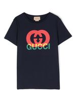 Gucci Kids t-shirt en coton à logo imprimé - Bleu - thumbnail