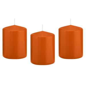 8x Oranje cilinderkaarsen/stompkaarsen 6 x 8 cm 29 branduren