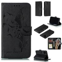 Feather patroon Litchi textuur horizontale Flip lederen draagtas met portemonnee & houder & kaartsleuven voor iPhone 11 (zwart)