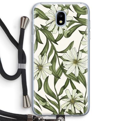 Wit bloemenpatroon: Samsung Galaxy J5 (2017) Transparant Hoesje met koord