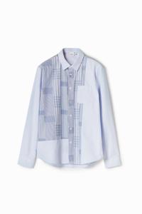 Shirt met geruite patch - BLUE - S