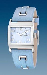 Horlogeband Festina F16475-6 Leder Lichtblauw 24mm