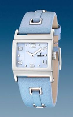 Horlogeband Festina F16475-6 Leder Lichtblauw 24mm