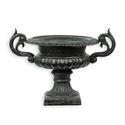 A CAST IRON PLANTER, BLACK