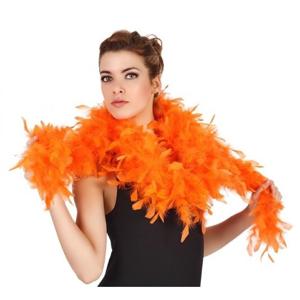 Carnaval verkleed boa met veren - oranje - 180 cm - 45 gram - Glitter and Glamour