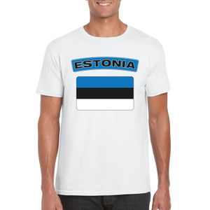 T-shirt met Estlandse vlag wit heren