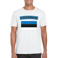 T-shirt met Estlandse vlag wit heren - thumbnail