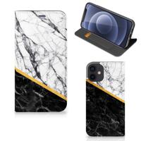 iPhone 12 Mini | Standcase | Marmer Wit Zwart - Origineel Cadeau Man