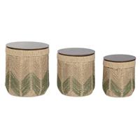 Set van 3 tafels Home ESPRIT Bruin Groen 40 x 40 x 45 cm (3 Onderdelen)