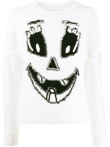 Moschino pull en maille intarsia Pumpkin Face - Blanc