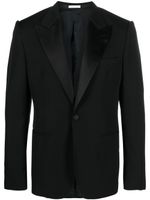 Alexander McQueen blazer à revers en soie - Noir - thumbnail