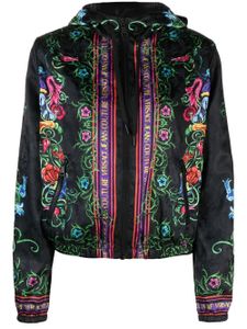 Versace Jeans Couture veste bomber en satin à fleurs - Noir