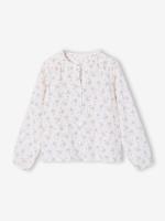 Personaliseerbare meisjesblouse van katoenen gaas wit, bedrukt