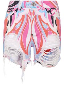 Philipp Plein Colorful Circus ripped mini shorts - Blanc