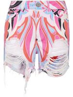 Philipp Plein short mini Colorful Circus à effet usé - Blanc