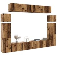8-delig Tv-meubelset wandmontage bewerkt hout oud houtkleurig 8-delig Tv-meubelset wandmontage bewerkt hout oud houtkleurig