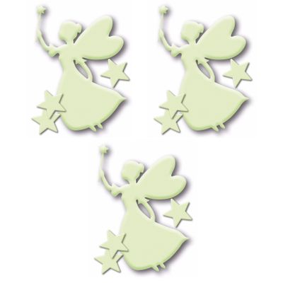 3x stuks glow in the dark stickers elfje met sterren 4x stuks