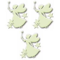 3x stuks glow in the dark stickers elfje met sterren 4x stuks