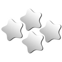 Plak spiegel tegels - 4x stuks - glas - zelfklevend - 20 x 20 cm - sterren