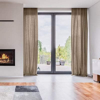 Gordijnen In Between - Haken of Ringen - Beige, 100% Polyester