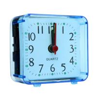 Vierkante wekker transparant geval compacte digitale mini slaapkamer bed Office elektronische klok (blauw)