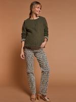 Evolutieve gewatteerde jas met zwangerschaps- en postzwangerschapsbeschermer ENVIE DE FRAISE in katoenen gaas kaki