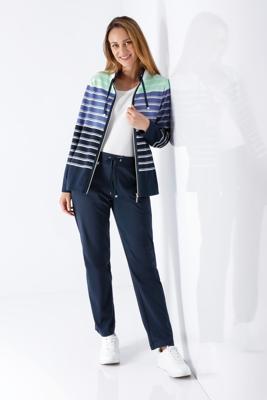 Blauw gestreept dames huispak Hajo